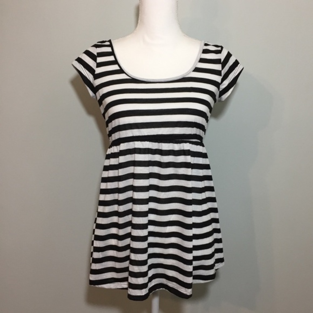Black White Striped Scoopneck Blouse Top Maternity
